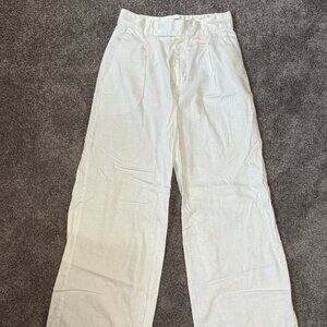 size 6 Banana Republic White Linen Wide Leg Trouser Pants NWOT